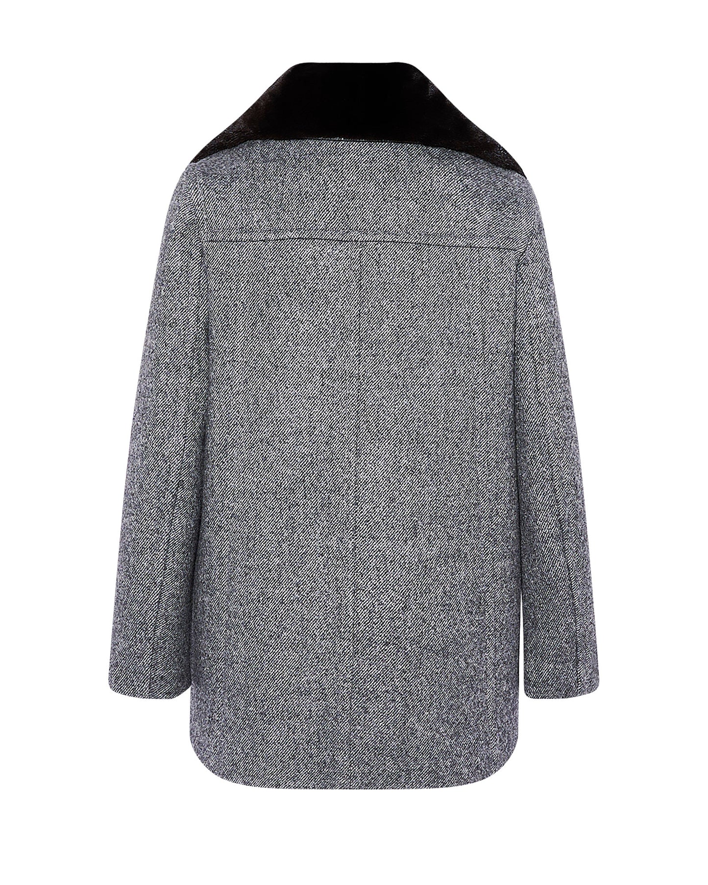 Woollen peacoat with lambskin leather details and mink fur collar -Yves Salomon