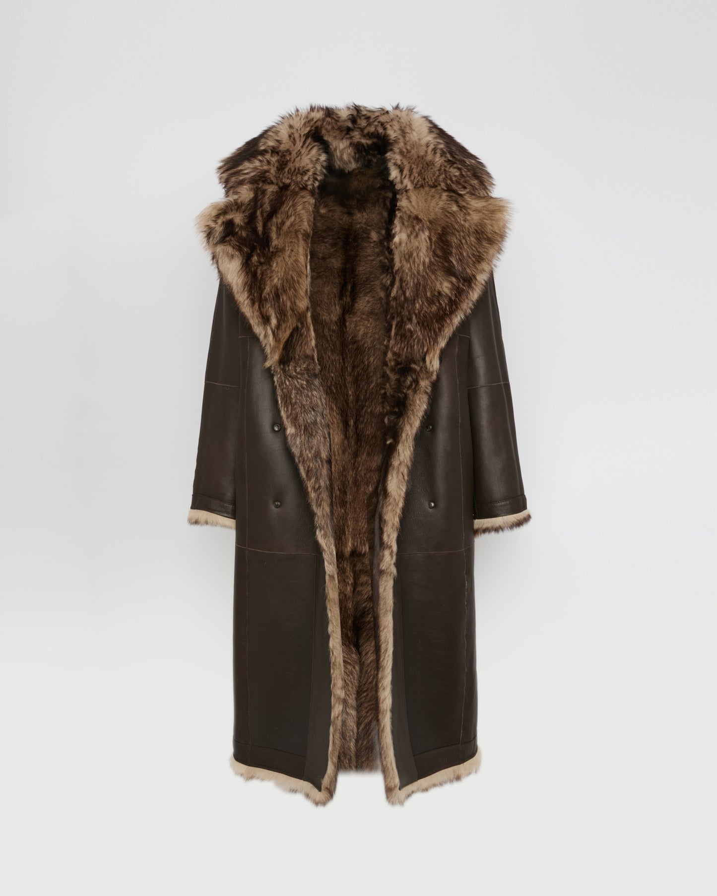 Reversible Long Shearling Coat -Yves Salomon