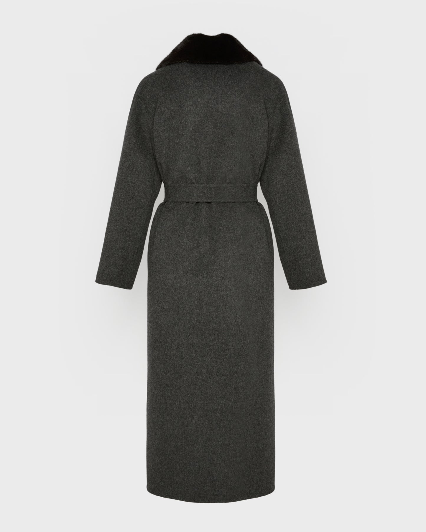 Cashmere wool coat with mink fur trim -Yves Salomon