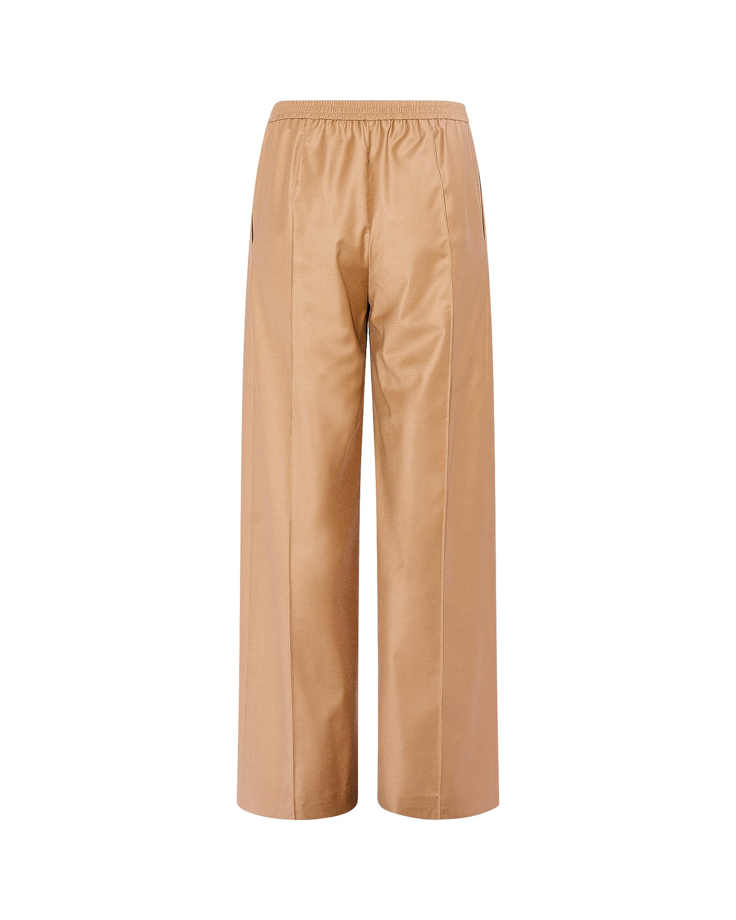 Loose fit trousers with elasticated waistband in flannel fabric -Yves Salomon
