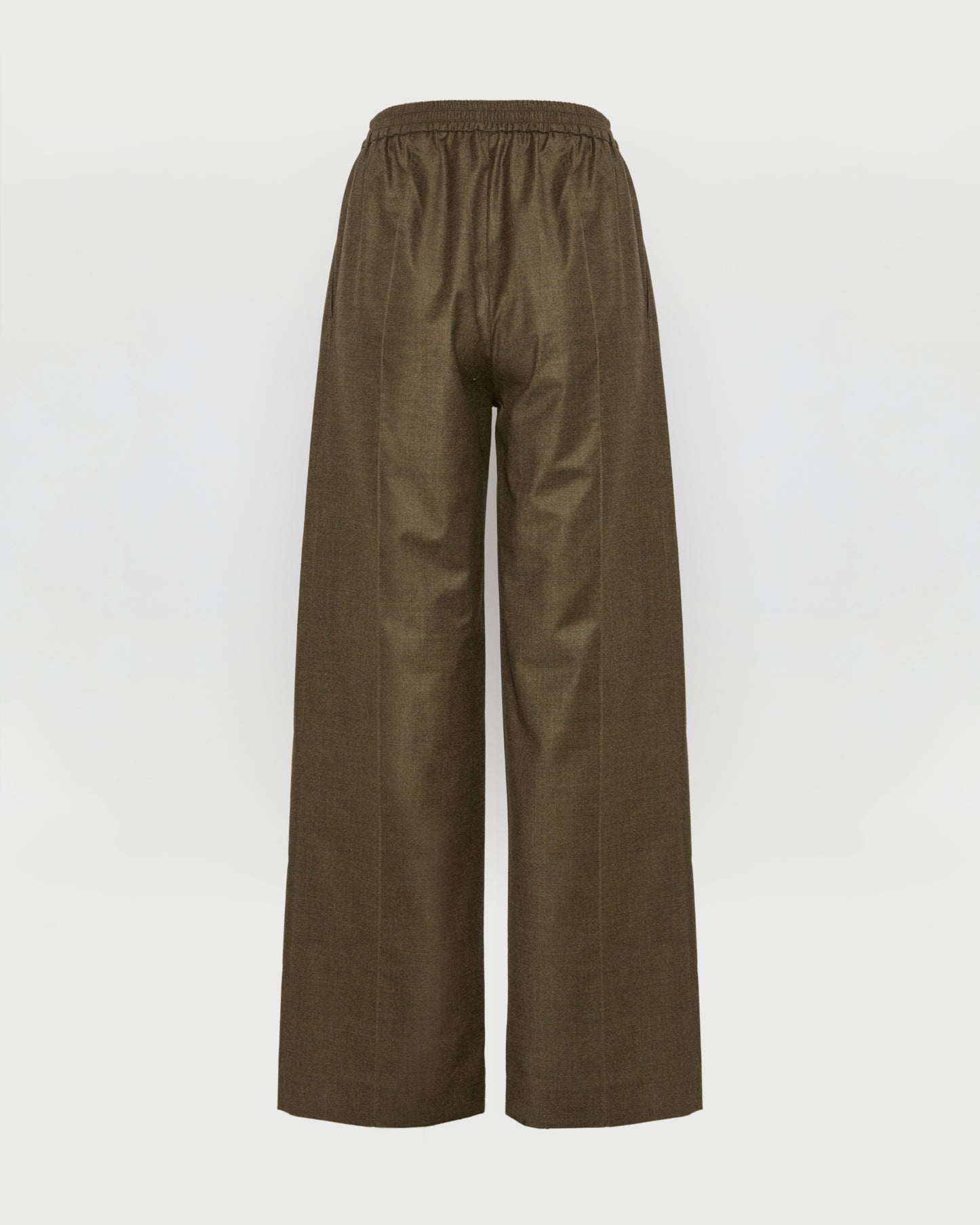 Loose fit trousers with elasticated waistband in flannel fabric -Yves Salomon