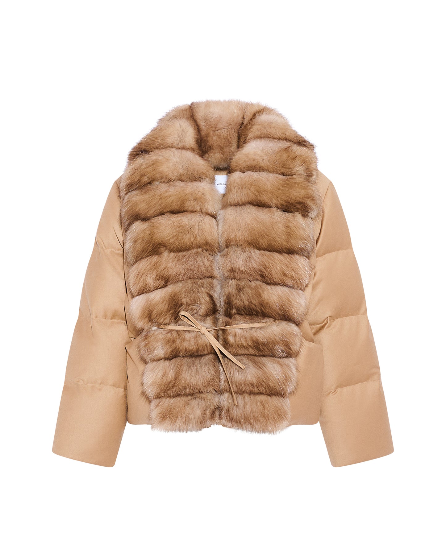 Short flannel down jacket with detachable large sable fur collar -Yves Salomon