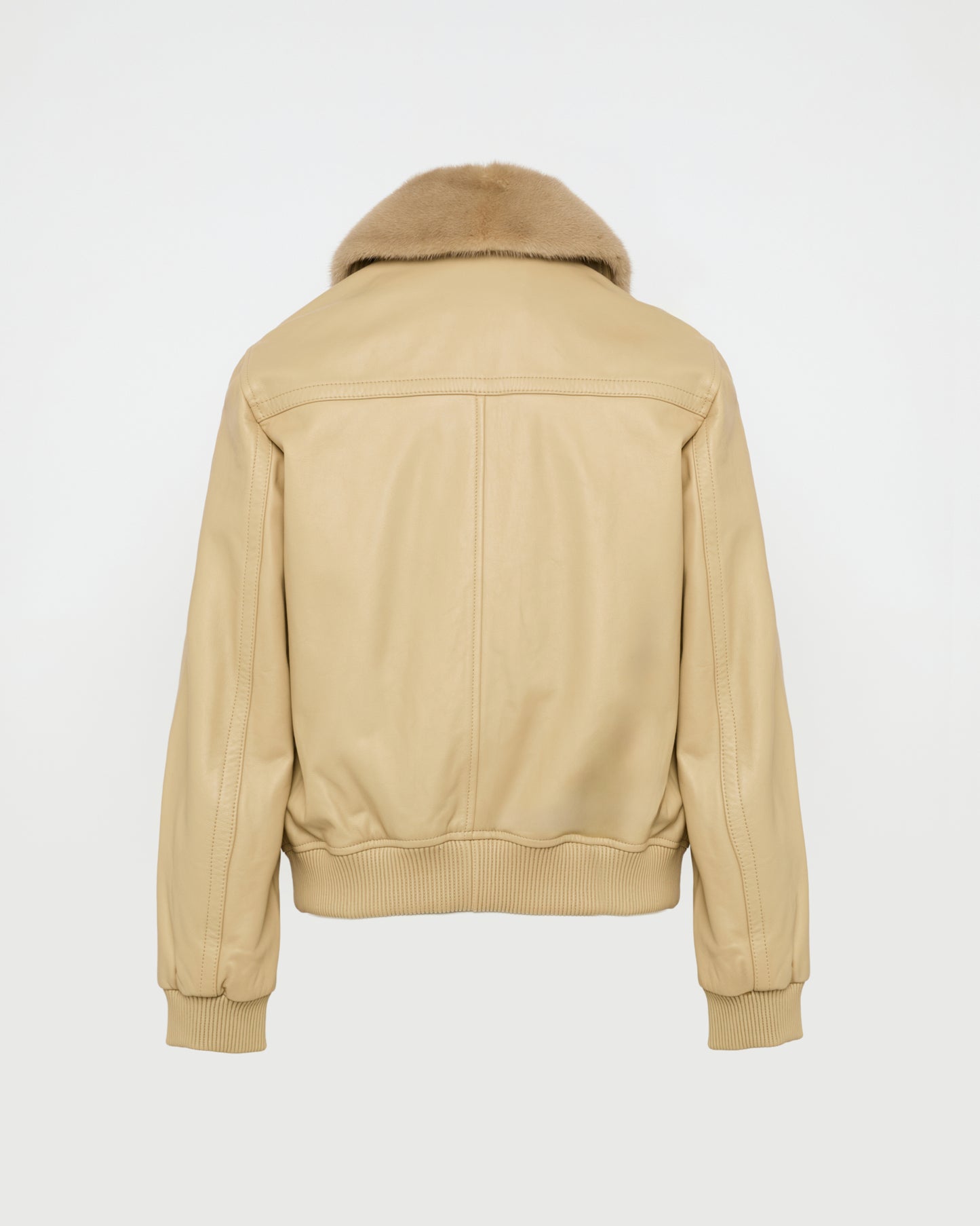 Lamb leather bomber jacket with removable mink collar -Yves Salomon