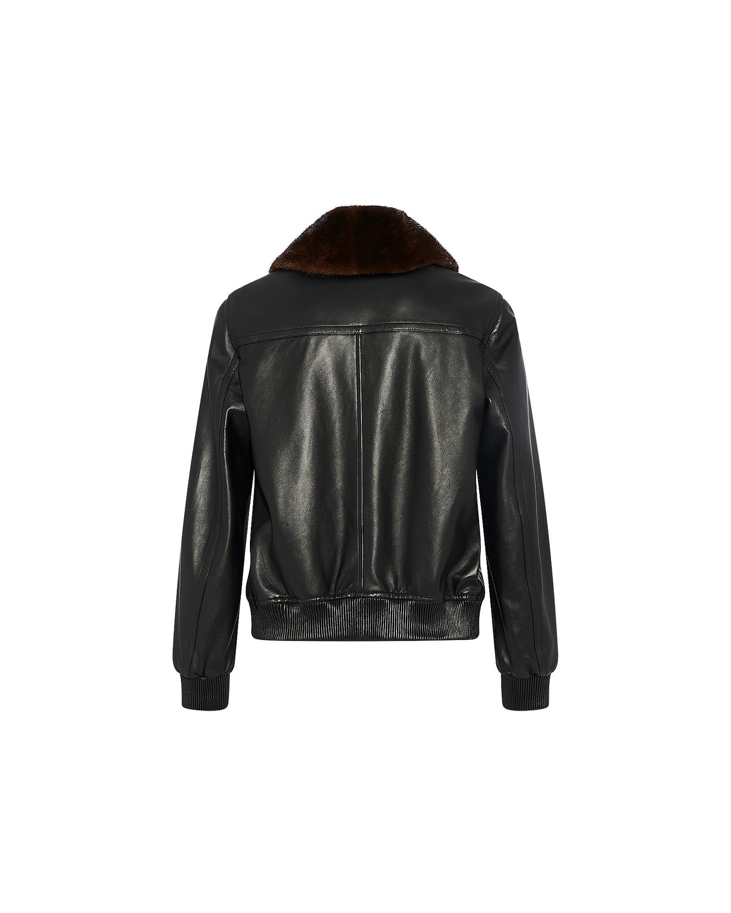 Lamb leather bomber jacket with removable mink collar -Yves Salomon
