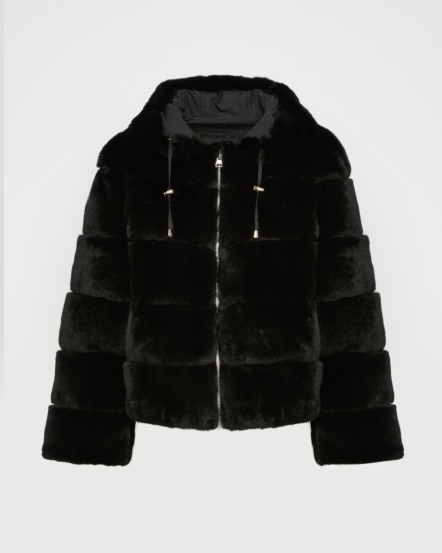 Hooded jacket in technical fabric reversible rex rabbit fur -Yves Salomon