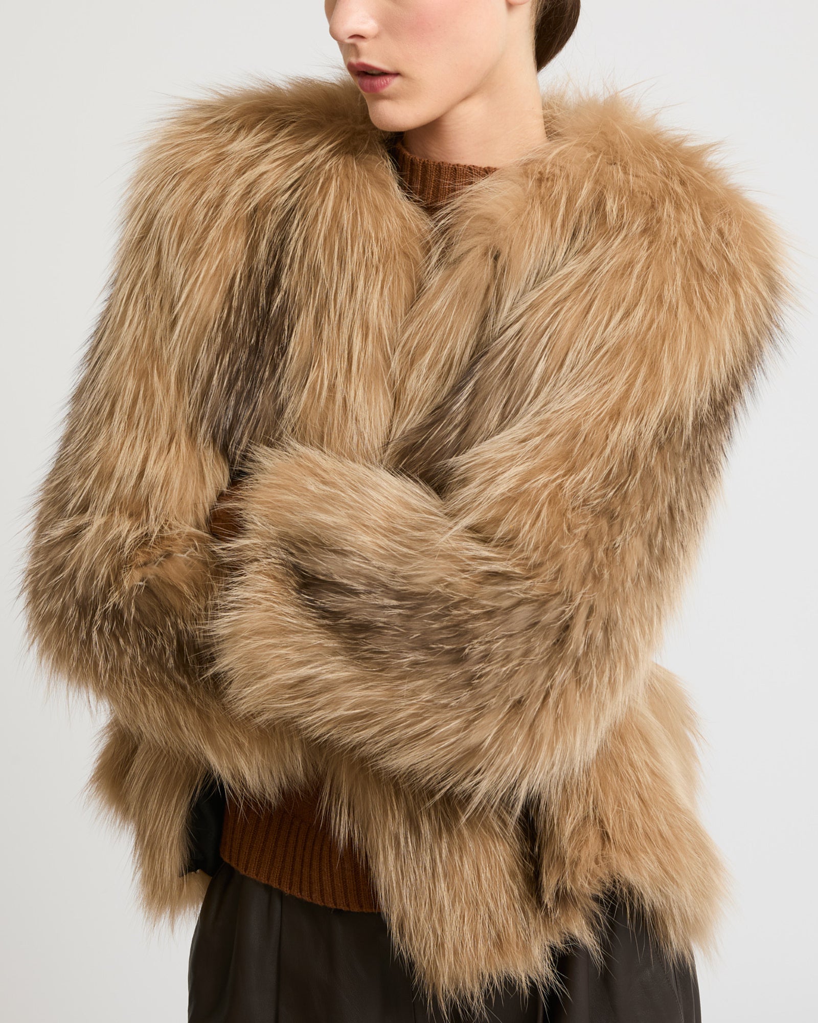 Knitted fox fur jacket 32