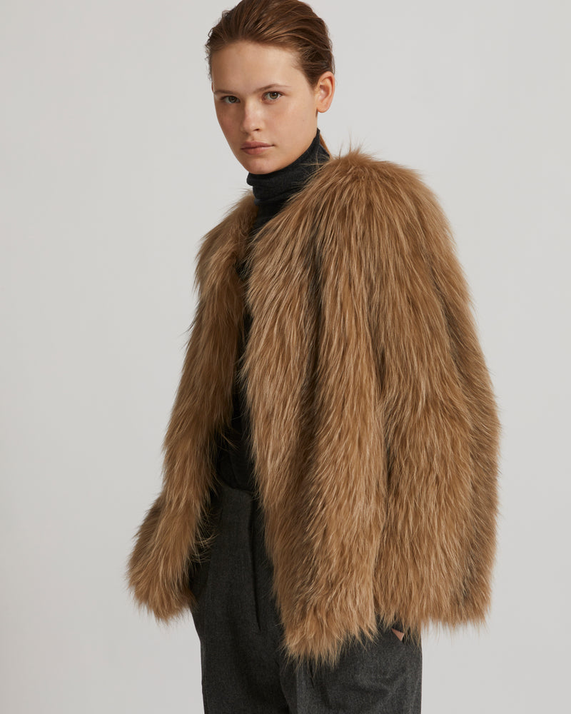 Knitted fox fur jacket - brown - Yves Salomon
