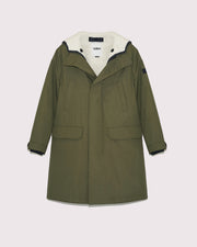 Parka in technical cotton and shearling - khaki