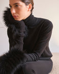 Cashmere / wool knit and fox fur mittens