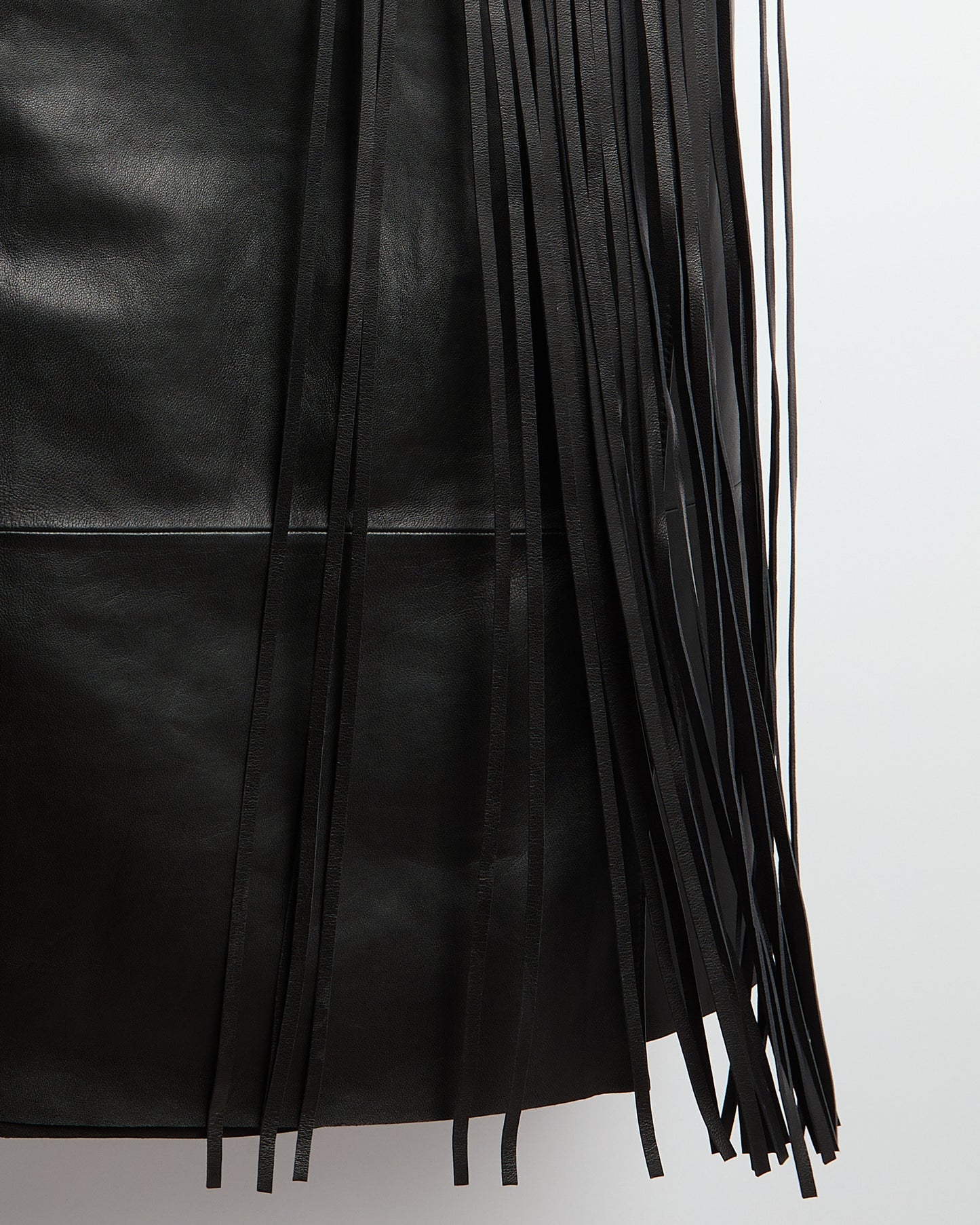 Leather fringe wrap skirt