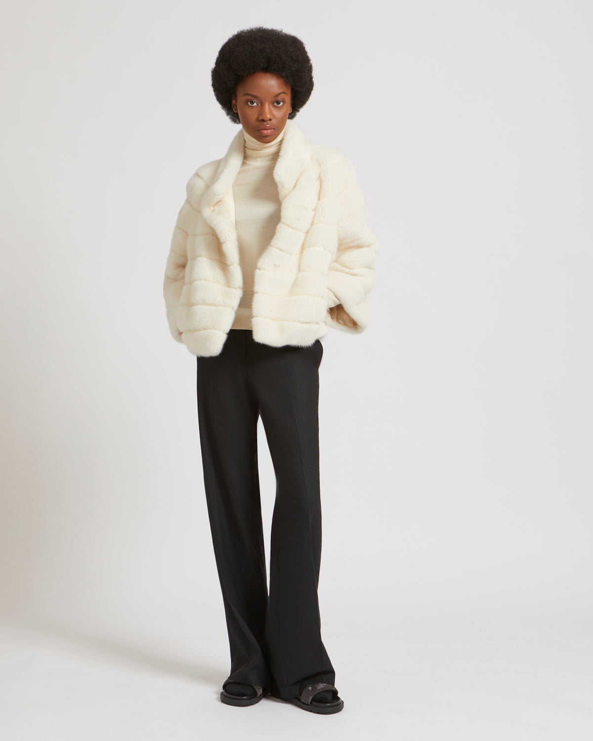 Long hair mink jacket