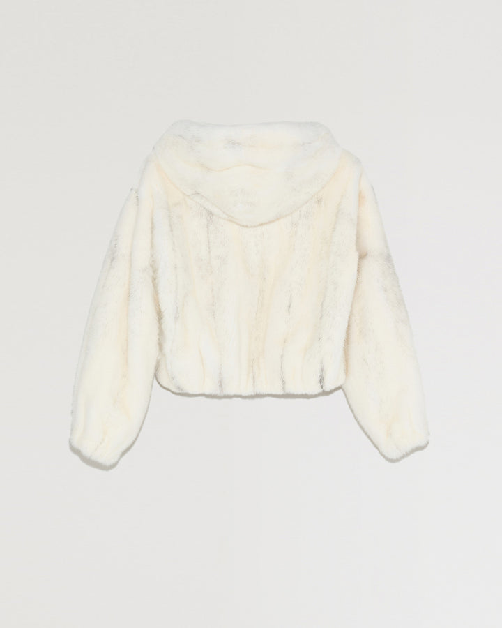 Short hooded mink jacket
