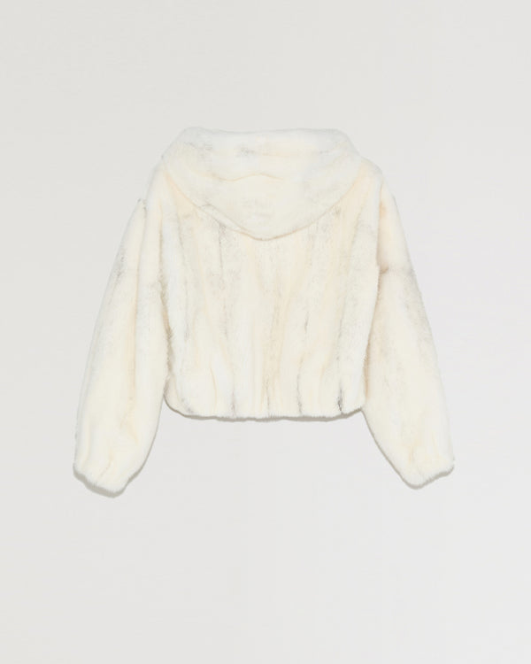 Short hooded mink jacket