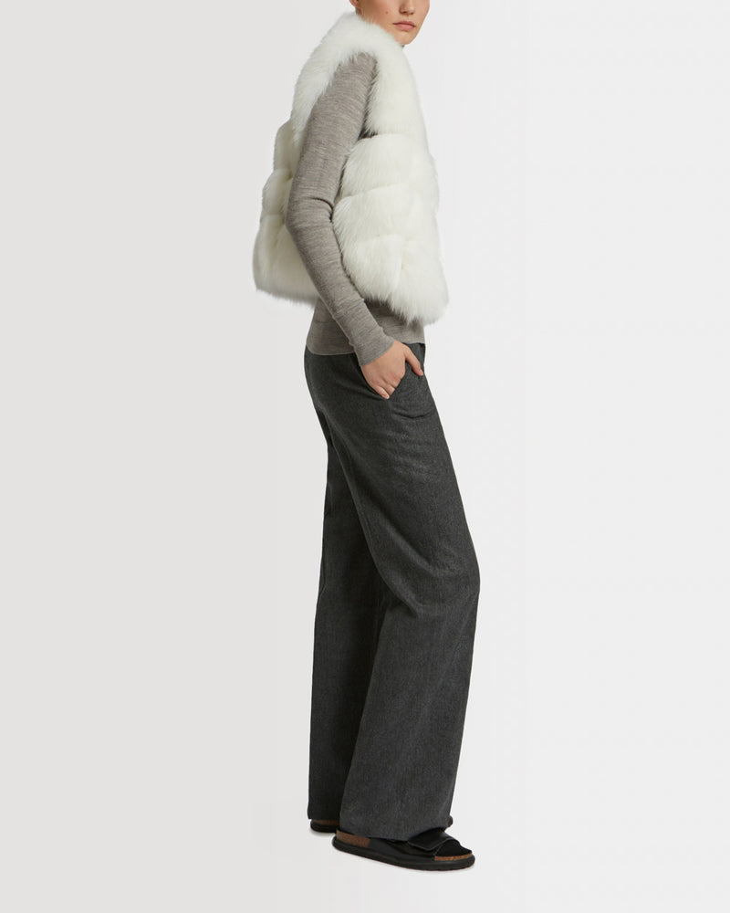 Short gilet in fox fur