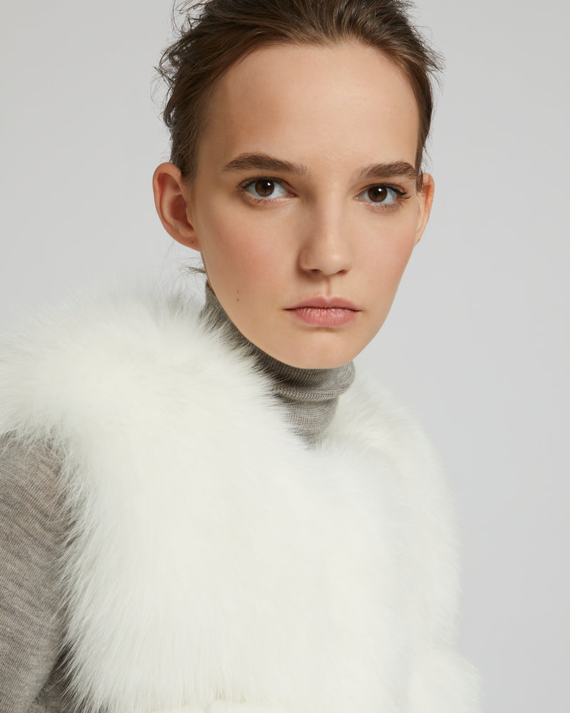 Short gilet in fox fur - white - Yves Salomon