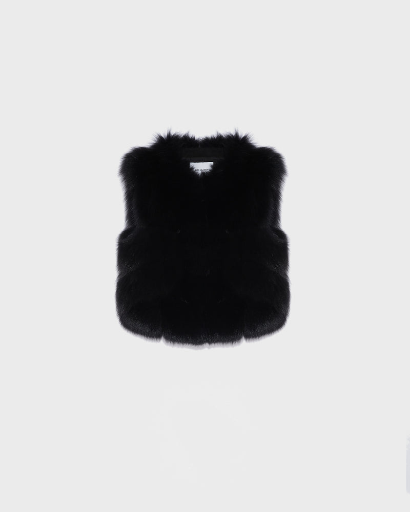 Short gilet in fox fur - black - Yves Salomon