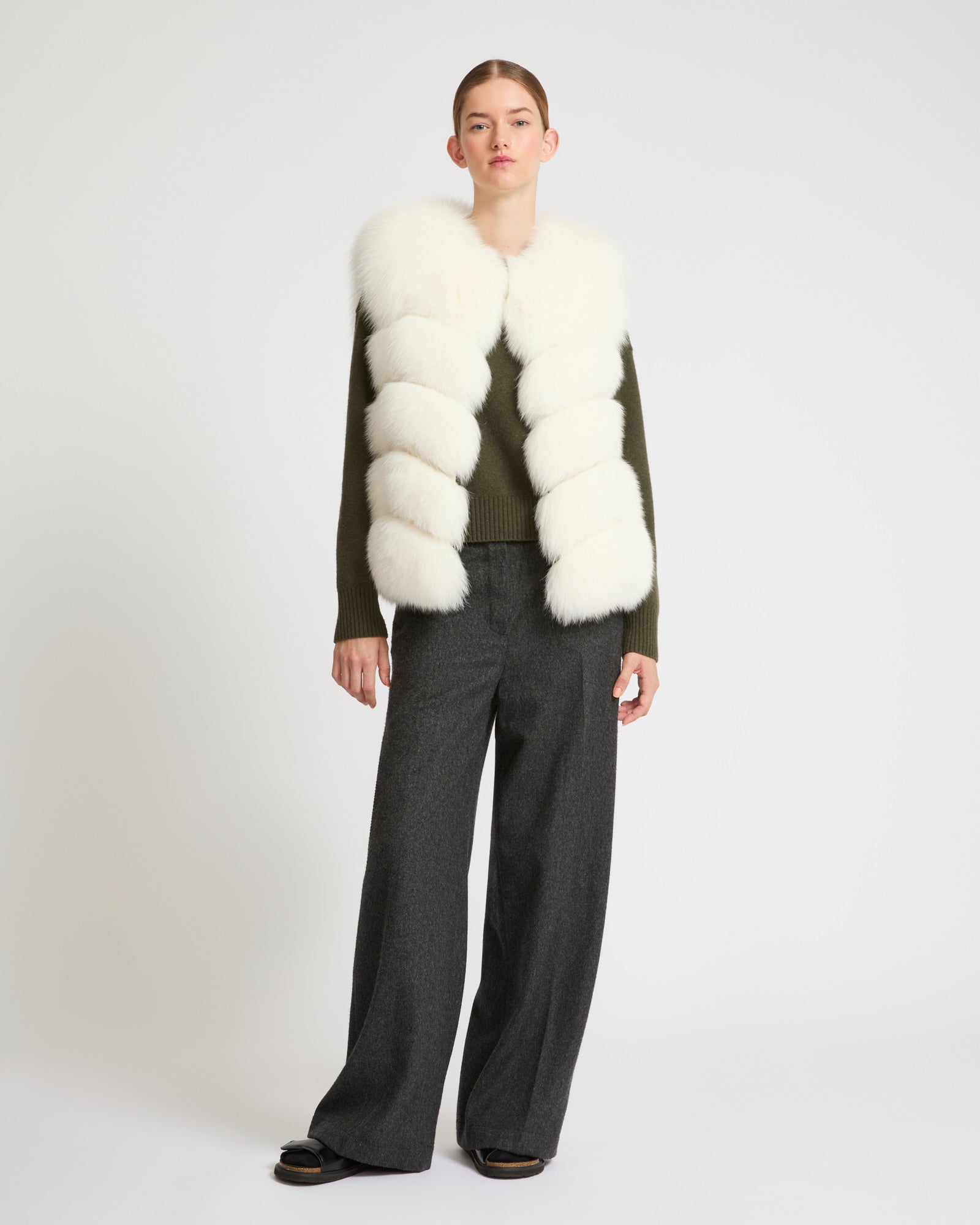 ベスト+ジレ yves salomon vest 36 Fox fur gilet - white - Yves Salomon – Yves Salomon UK