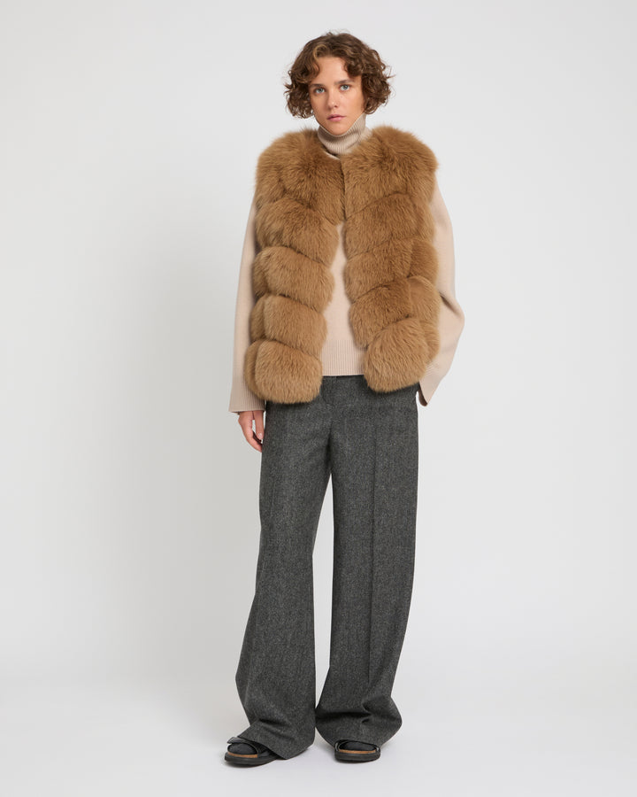 Sleeveless fox gilet -Yves Salomon