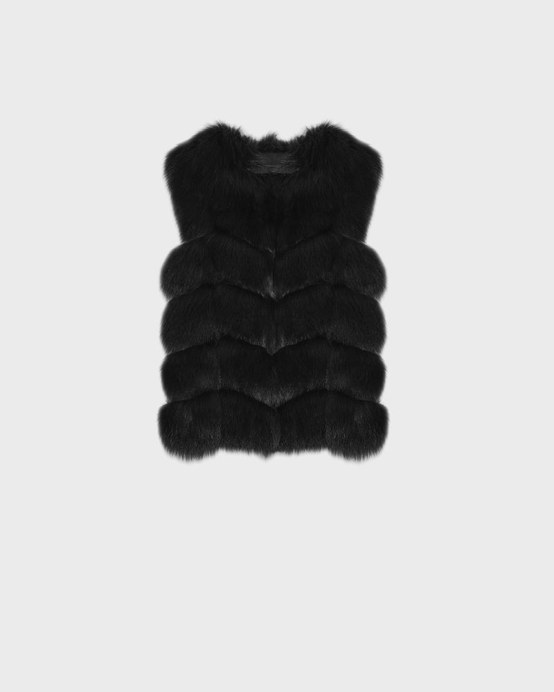 Fox fur gilet - black - Yves Salomon