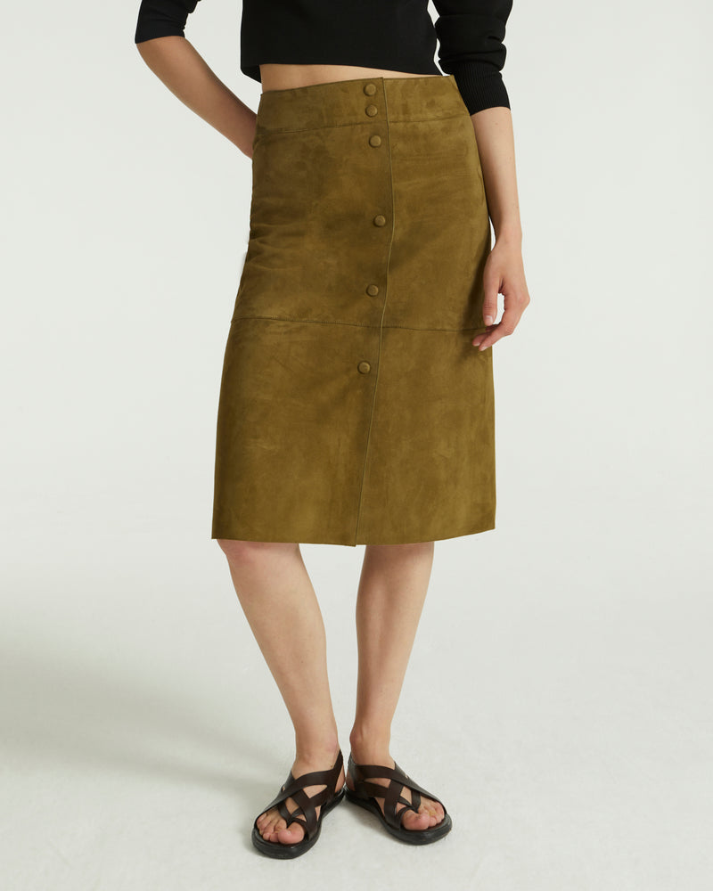 Double-sided velour lamb leather skirt