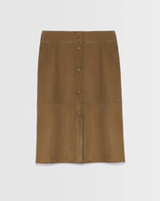 Double-sided velour lamb leather skirt