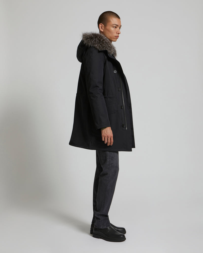 Iconic Cotton Blend And Fur Parka - black - Yves Salomon