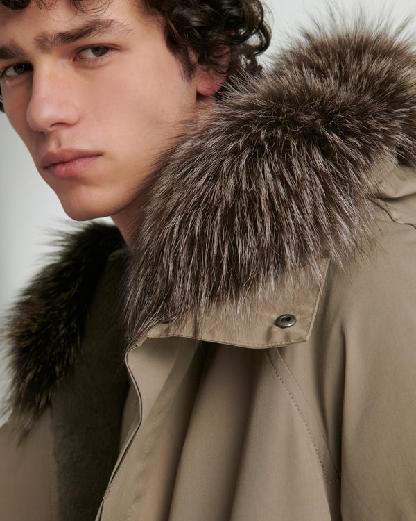 Iconic Cotton Blend And Fur Parka