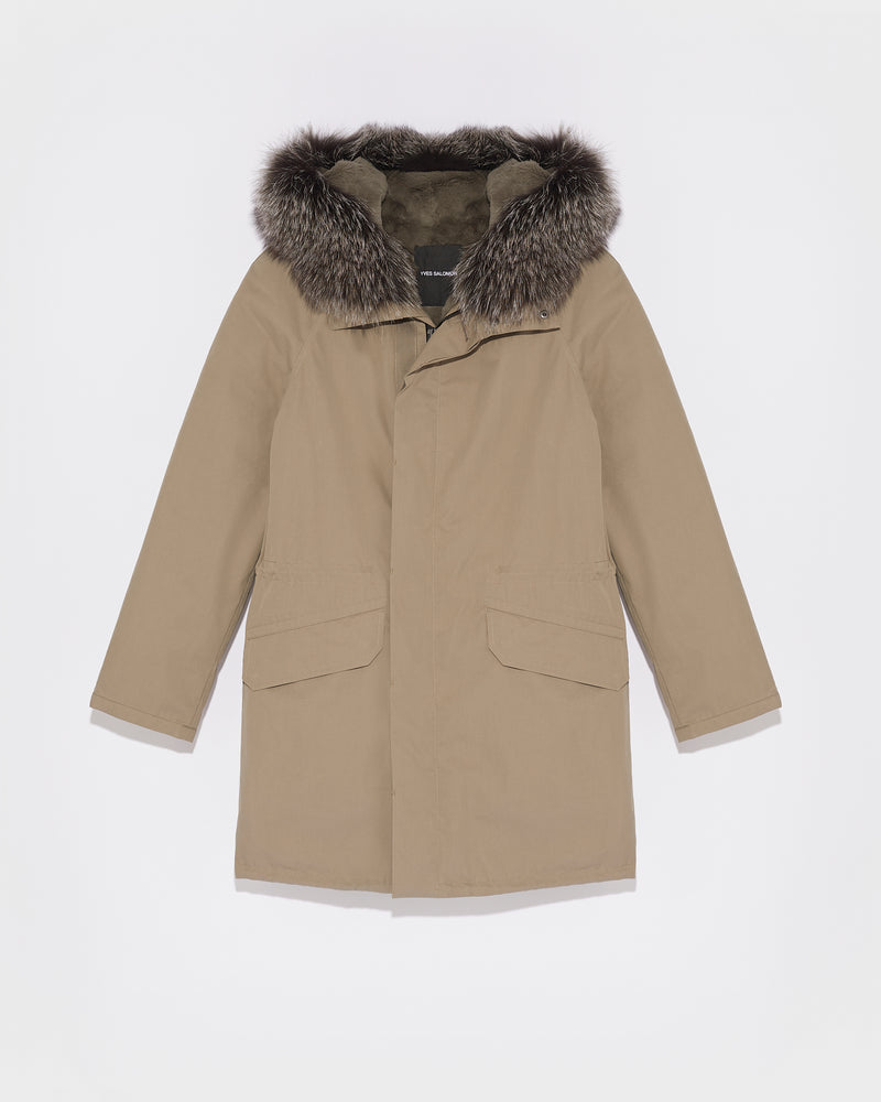 Iconic Cotton Blend And Fur Parka - khaki - Yves Salomon