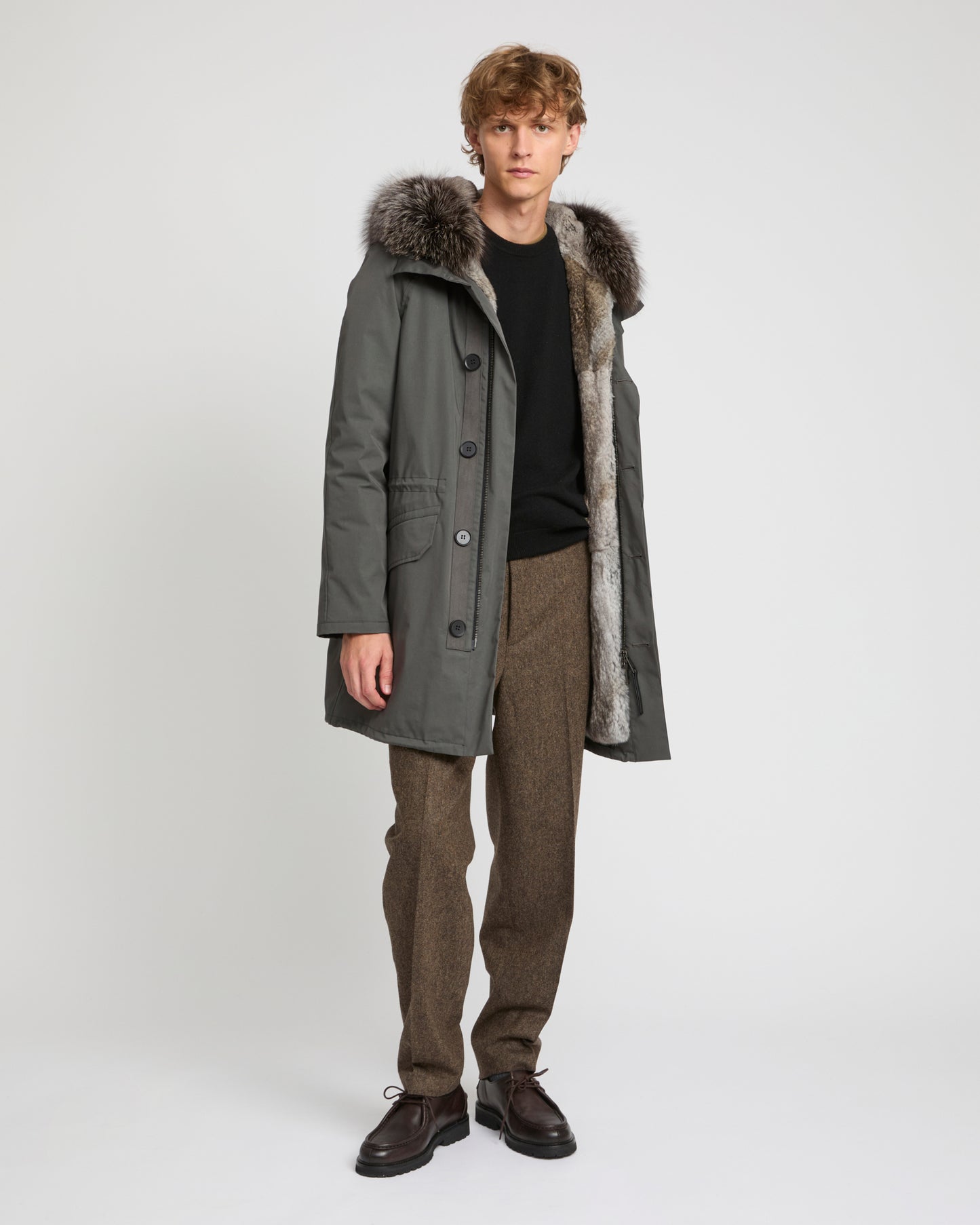 Iconic parka in technical cotton with fox and rabbit fur -Yves Salomon