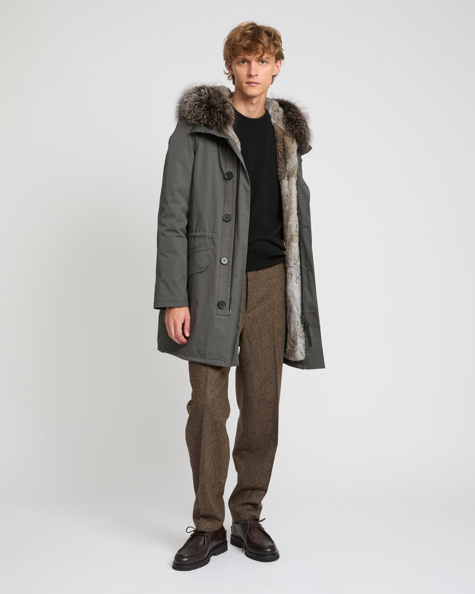 Iconic parka in technical cotton with fox and rabbit fur -Yves Salomon
