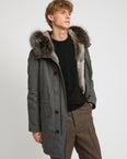 Iconic parka in technical cotton with fox and rabbit fur