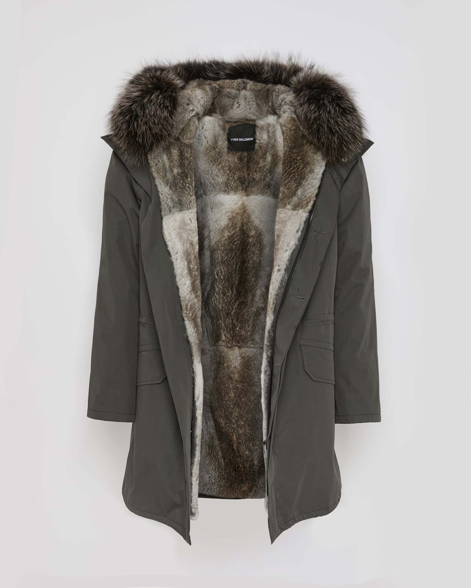 Iconic parka in technical cotton with fox and rabbit fur -Yves Salomon