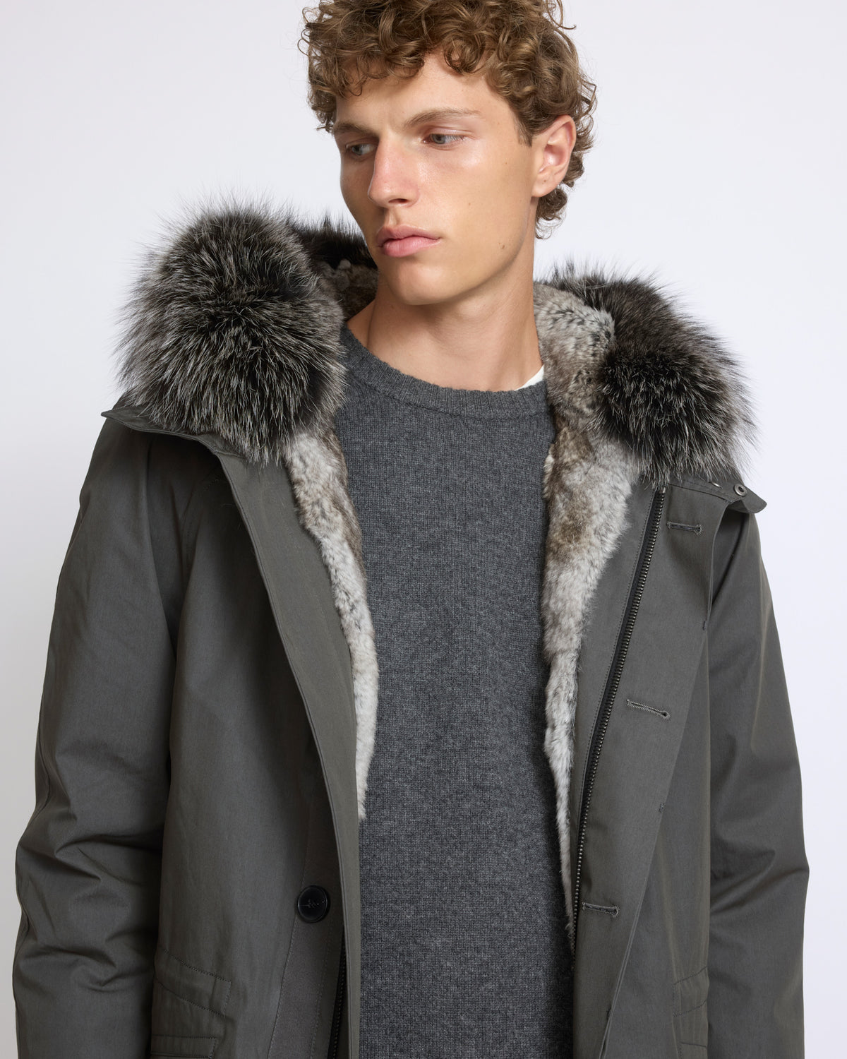 Iconic parka in technical cotton with fox and rabbit fur - Yves Salomon - New Fall/Winter Collection