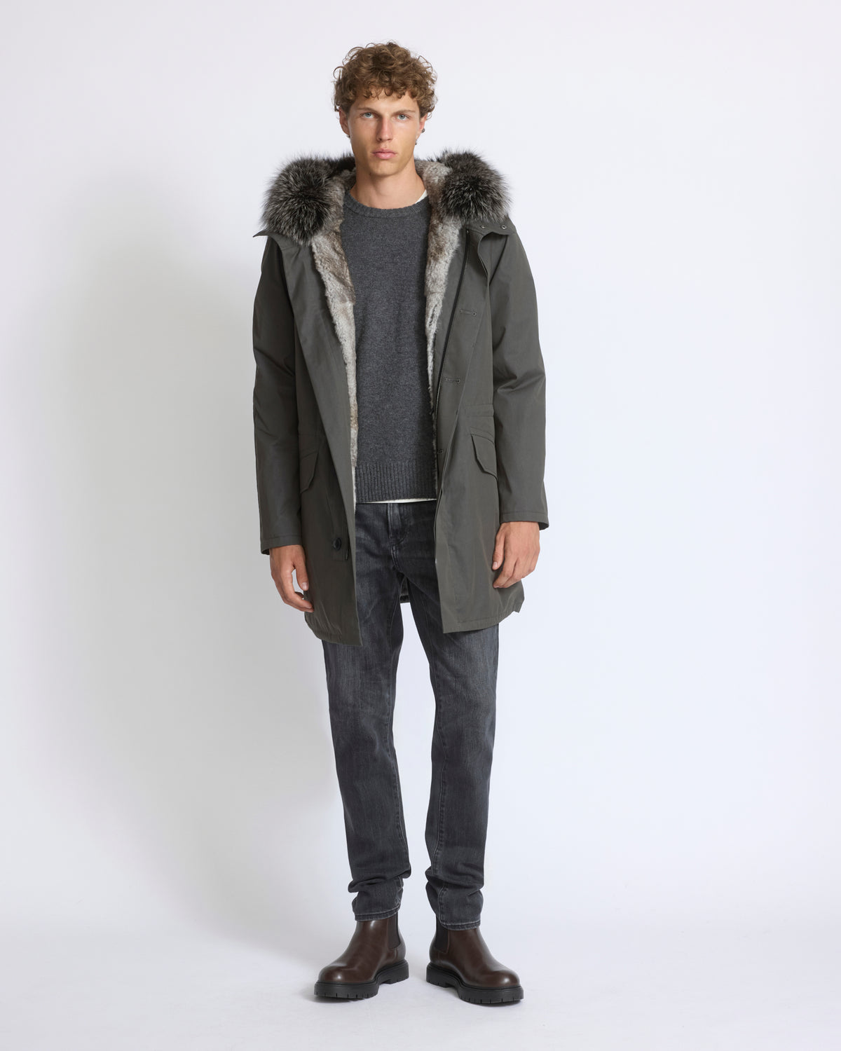 Iconic parka in technical cotton with fox and rabbit fur - Yves Salomon - New Fall/Winter Collection
