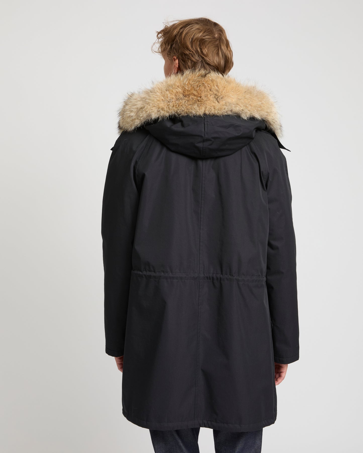 Long Iconic parka in technical cotton with coyote and rabbit fur -Yves Salomon