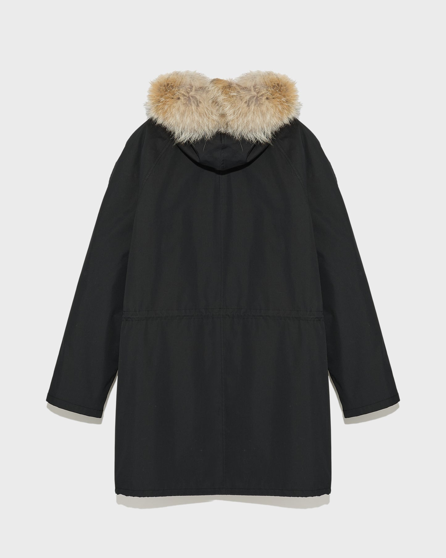 Long Iconic parka in technical cotton with coyote and rabbit fur