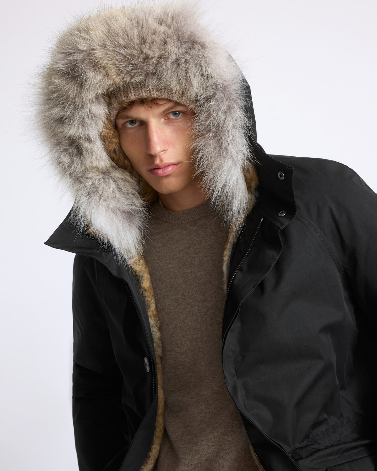 Long Iconic parka in technical cotton with coyote and rabbit fur - Yves Salomon - New Fall/Winter Collection
