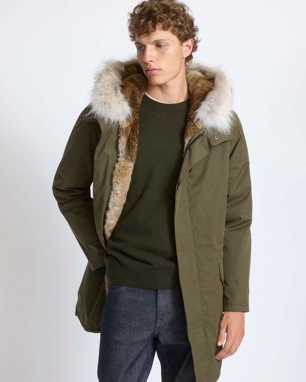Long Iconic parka in technical cotton with coyote and rabbit fur - Yves Salomon - New Fall/Winter Collection