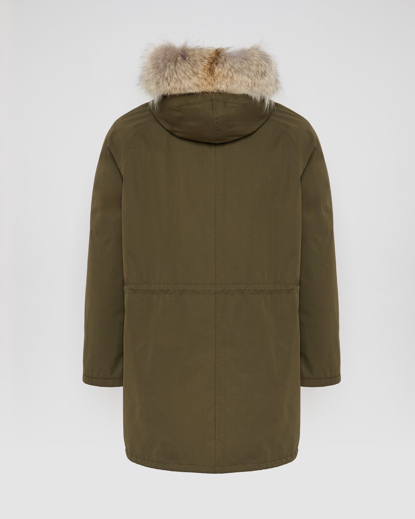 Long Iconic parka in technical cotton with coyote and rabbit fur