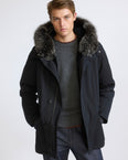 Short iconic parka in waterproof cotton blend with fox and rabbit fur