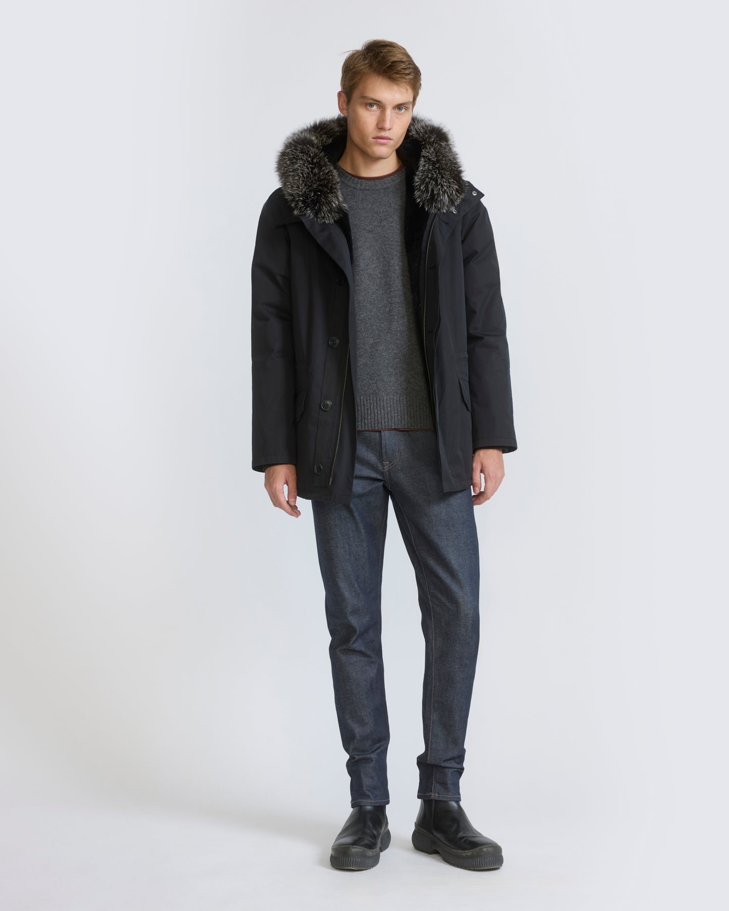 Short iconic parka in waterproof cotton blend with fox and rabbit fur -Yves Salomon - Fall winter collection