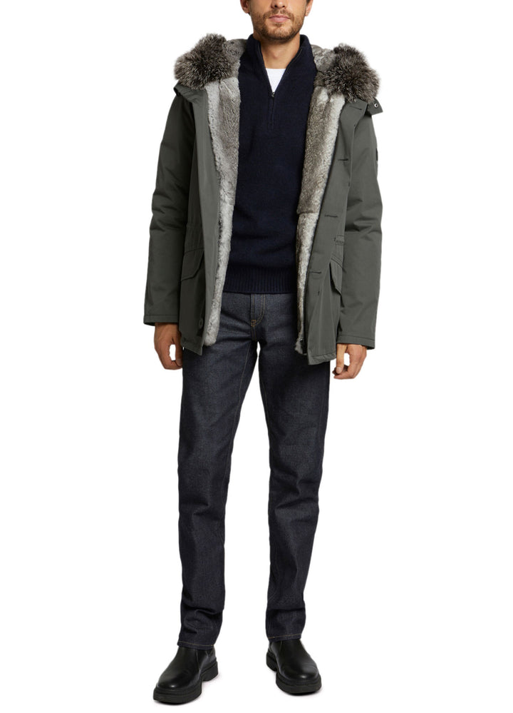 Short Iconic Parka In waterproof Cotton Blend with Fox Fur and Rabbit Fur