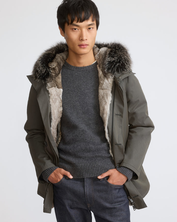 Short iconic parka in waterproof cotton blend with fox and rabbit fur - Yves Salomon - New Fall/Winter Collection