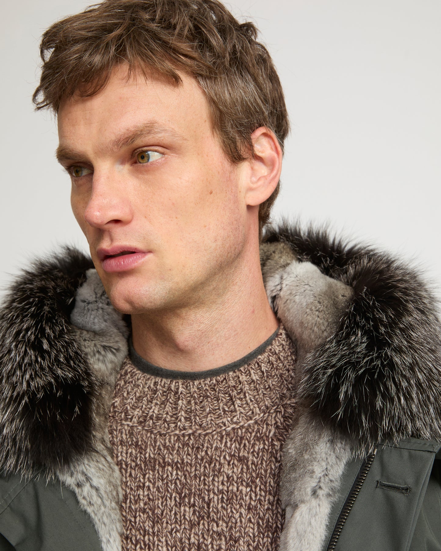 Short Iconic Parka In waterproof Cotton Blend with Fox Fur and Rabbit Fur