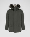 Short iconic parka in waterproof cotton blend with fox and rabbit fur