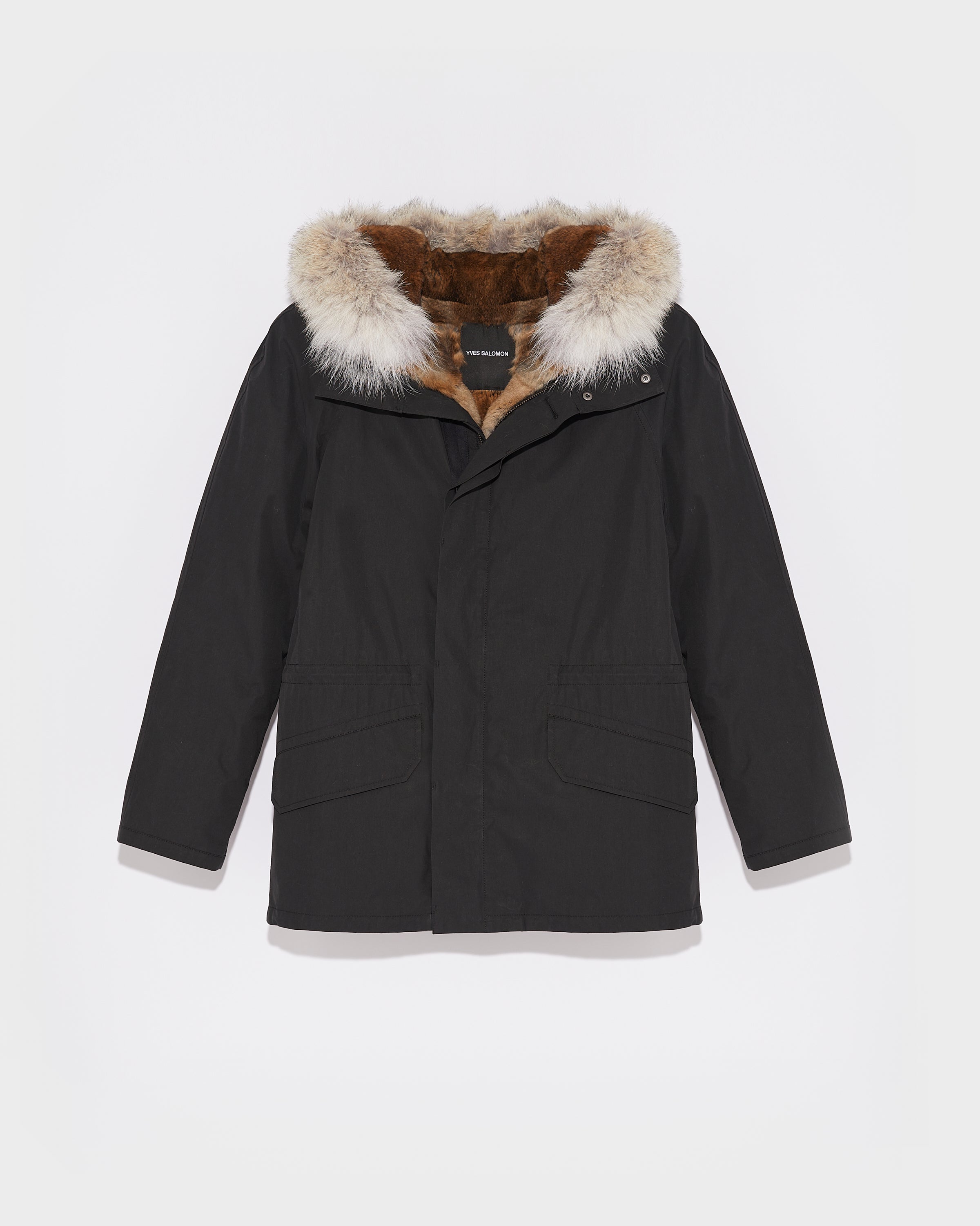 Parka with fur hood - black - Yves Salomon – Yves Salomon UK