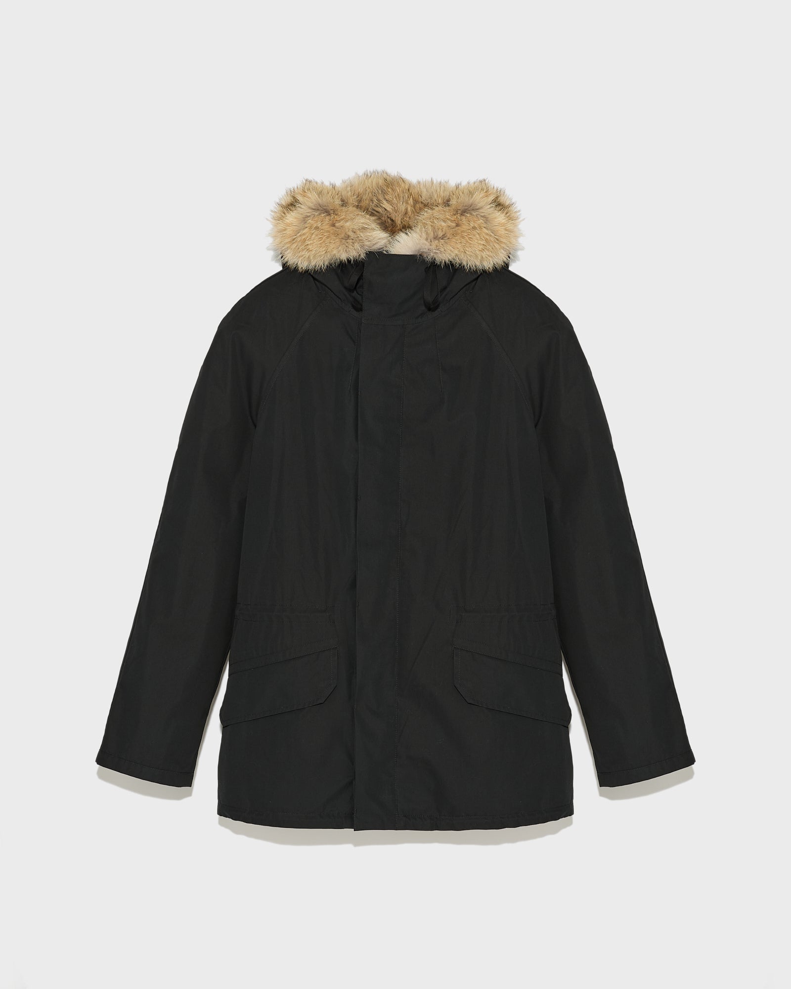 Winter sale & boxing day  -Short Iconic parka in technical cotton and coyote and rabbit fur