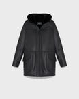 Reversible parka in shearling and leather