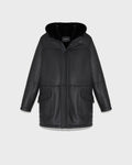 Reversible parka in shearling and leather