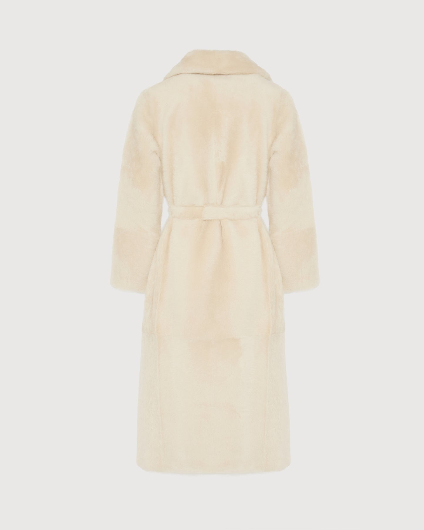Long reversible belted shearling coat -Yves Salomon